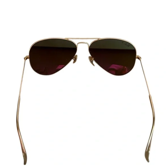 Ray-Ban Pink Polarized Aviator Flash Lenses Gold Frame Sunglasses - Picture 7 of 9